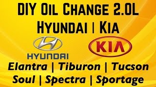 DIY Hyundai Kia 20L Oil Change Elantra Tiburon Tucson Soul Spectra Spectra5 Sportage [upl. by Collbaith]