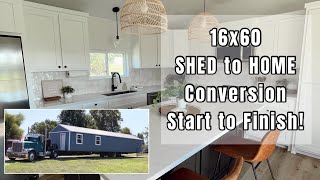 SHED to HOME Conversion  16x60 Shed 2BR 2BA Start to Finish shedtohouse shedtohome [upl. by Opportina]