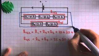 Elektriciteit vervangingsweerstand gemengde schakeling  voorbeeld  natuurkunde [upl. by Guimond]