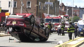 Passaic NJ Fire Police Dept and St Clare’s EMS operate at a Rollover Main Ave and Prospect St [upl. by Dynah]