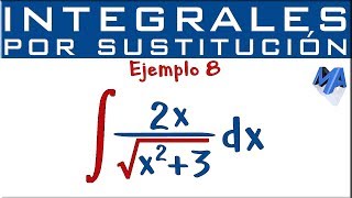 Integración por sustitución  Ejemplo 8  Raíz en el denominador [upl. by Bianka16]