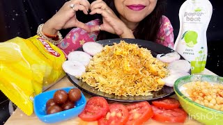 Eating Paneer Makhani Biryanigulab jamun  Indian food Mukbang ASMR [upl. by Rich]