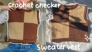 Crochet Checkerboard Sweater Vest Tutorial  Hayhay Crochet [upl. by Anamuj683]