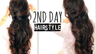 ★ CUTE 2ND DAY HAIR  CROSSOVER BRAIDS HAIRSTYLES TUTORIAL  CURLY HALFUP FOR SCHOOL PROM WEDDING [upl. by Viridi]