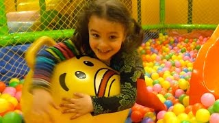 Kids Playground Fun with Bouncy Ball on the Giant Slide and Play Ball Pit [upl. by Bianka]