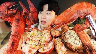 ASMR MUKBANG 대왕 킹 블랙타이거 새우 amp 랍스터 치즈 구이 먹방 GIANT KING SHRIMP amp LOBSTER CHEESE GRILLED EATING SOUND [upl. by Barry838]