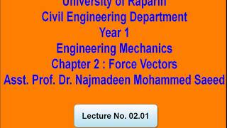 Engineering Mechanics Chapter 2 Force Vectors 1 of 2 [upl. by Etselec87]