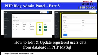 PHP Blog Admin Panel 8 How to edit update registered user data in php mysql [upl. by Ynnos630]