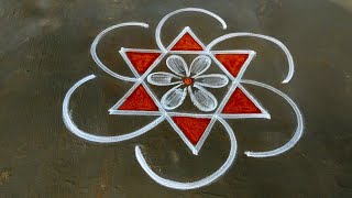 Maha Shivarathri padi kolam new designs🌹5X3 Star Kolam with dots🌹Simple kavi kolam🌹New rangoli kolam [upl. by Burgess]