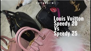 COMP BTW LOUIS VUITTON SPEEDY 20 VS SPEEDY 25 B Lvlovermj [upl. by Nnahoj65]