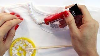 DIY COMO CUSTOMIZAR CAMISETA INFANTIL COM PÉROLAS [upl. by Magnuson]