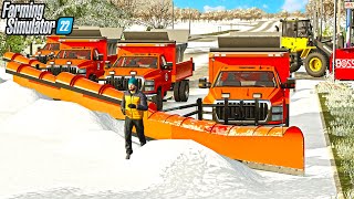 HUGE WINTER SNOW STORM 24quot DEEP  CITY PLOW TRUCKS  FARMING SIMULATOR 22 [upl. by Aianat]