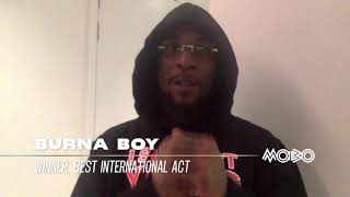 Burna Boy  Best International Act Acceptance Speech  MOBOAwards [upl. by Sirovart]