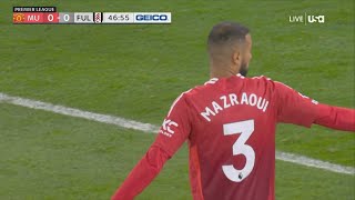 Noussair Mazraoui IMPRESSIVE Debut vs Fulham [upl. by Haidabo211]