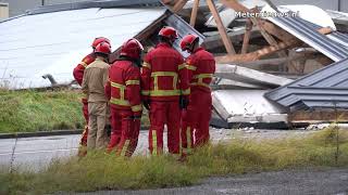 Bedrijfsgebouw ingestort door storm in Groningen [upl. by Nissa]