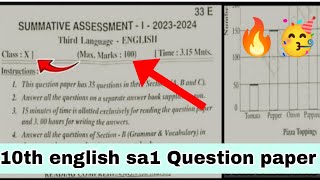 10th English sa1 Real Question Paper 202324 with answers10th English sa1 real💯 paper 202324🔥💯 [upl. by Ayekal]