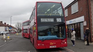 London Buses  Route 93  North Cheam to Putney Bridge [upl. by Adnam]