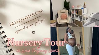 BABY GIRL BEDSIDE NURSERY TOUR  simple  neutral  cozy  35 WEEKS PREGNANCY UPDATE [upl. by Ecnedac]