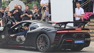 Charles Leclerc New Ferrari SF90 XX in Monaco Hotel de Paris [upl. by Aeila667]