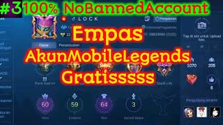 BAGI BAGI AKUN ML Empas moonton gratis 100℅ No banned Account [upl. by Anaeerb480]