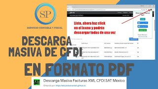 Descarga masiva de los CFDI en formato PDF desde el portal del SAT [upl. by Malinin548]