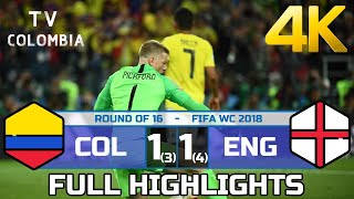 4K Colombia 1  England 1 34 FULL HIGHLIGHTS amp GOALS Colombian Commentary FIFA WC 2018 [upl. by Adierf238]