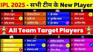 IPL 2025 Mega Auction  IPL 2025 All Team Target Players  IPL 2025 All Team New Players List [upl. by Ecinaej]