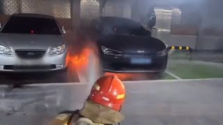 Second EV Fire in Korean Parking Garage Days Later [upl. by Arag456]