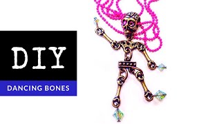 How To Make A Dancing Skeleton Halloween Necklace [upl. by Ereveneug]