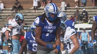 Hampton Football drops Overtime loss to 25 Rhode Island [upl. by Kcirtemed]