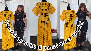 Open Shell stitch Crochet dress tutorial  easy tutorial Mihankushea [upl. by Norraf478]