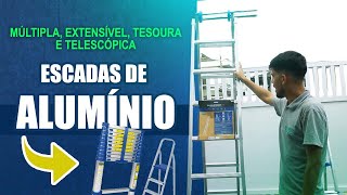 Escadas de Alumínio modelos Tesoura Extensível Múltipla e Telescópica da MOR [upl. by Eisiam]