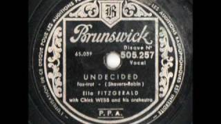 Undecided  Ella Fitzgerald  Chick Webb Orchestra Original Recording 1939 [upl. by Awjan]