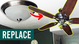 How to Replace a Light with a Ceiling Fan Install a Ceiling Fan  Step by Step [upl. by Fiedler345]