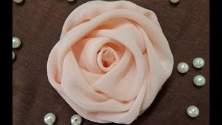 DIY chiffon rosefabric rose tutorialhow to make [upl. by Enoch]