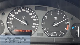 BMW E36 320i 20 M52B20 150HP ACCELERATION 0100kmh 060mph [upl. by Anerres]