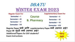 DBATU BPharm  Discussion on Time Table For Winter Exam 2023 [upl. by Yadroc]