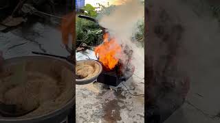 Do you believe sawdust can burn automobile woodstove fire woodburningstove diy bbq woodfired [upl. by Aerdno]