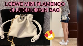 LOEWE MINI FLAMENCO CLUTCH CHAIN BAG  modshots amp what fits ❤️ [upl. by Ecnaralc]