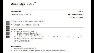 IGCSE Economics  Paper 2  FebMarch 2024  Section A  045522 [upl. by Thgiled]