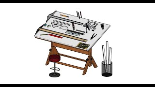 Engineering Tools triangle Tsquare compass الادوات الهندسية Saad Shahin [upl. by Dorene254]