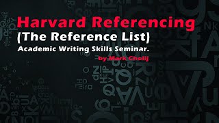 Harvard Referencing The Reference List Academic Writing Skills [upl. by Marcy]