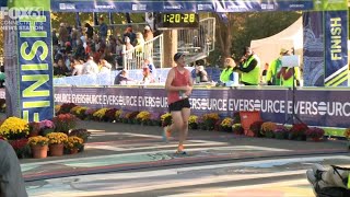 Runners celebrate completing road races at Eversource Hartford Marathon [upl. by Reisch]