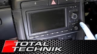 How to Remove Sat Nav Head Unit RNSE  RNSD  Audi A4 S4 RS4  B6 B7  20012008  TOTAL TECHNIK [upl. by Gorges707]