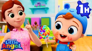 My Sticky Yummy Lollipop  Little Angel  Kids Cartoons amp Nursery Rhymes  Moonbug Kids [upl. by Aivatnuhs]