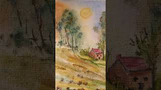 watercolor on Canvas board watercolorpainting [upl. by Kovar987]