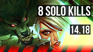 WARWICK vs RIVEN TOP  8 solo kills 700 games  EUW Diamond  1418 [upl. by Attesoj]