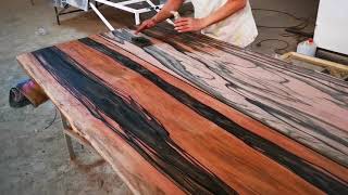 How to Finish Macassar Ebony Wood with Oil by Hand [upl. by Mayap]