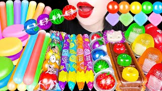 ASMR RAINBOW DESSERTS EDIBLE PENCIL NIKLNIPS FRUITS GUMMY 무지개 디저트 먹는 색연필 닉클립 과일구미 먹방 MUKBANG [upl. by Jeni582]