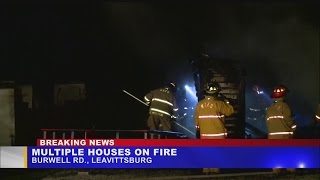 Fire destroys garage and damages nearby houses family suspects arson [upl. by Bethel634]